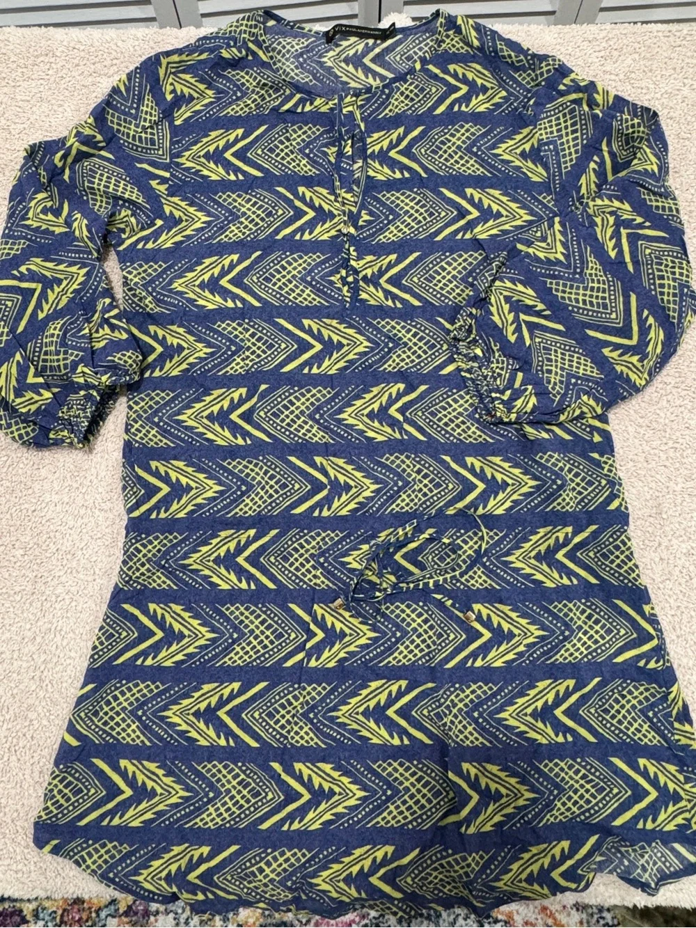 ViX Paula Hermanny Geometric Print Tunic Swim Coverup XS‑S Rayon Resortwear